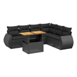vidaXL 7 Piece Solid Acacia Wood Sofa Set in Black