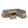 vidaXL 7 Piece Solid Acacia Wood Sofa Set in Gray/Beige