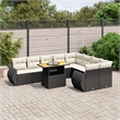 vidaXL Solid Acacia Wood Sofa Set in Black/White/Cream