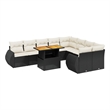 vidaXL Solid Acacia Wood Sofa Set in Black/White/Cream