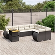vidaXL 10 Piece Solid Acacia Wood Sofa Set in Black