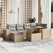 vidaXL 7 Piece Solid Acacia Wood Sofa Set in Beige