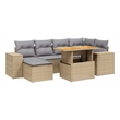 vidaXL 7 Piece Solid Acacia Wood Sofa Set in Beige