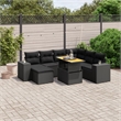 vidaXL 8 Piece Solid Acacia Wood Sofa Set in Black