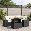 vidaXL 5 Piece Solid Acacia Wood Large Sofa Set in Black