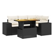 vidaXL 5 Piece Solid Acacia Wood Large Sofa Set in Black