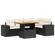 vidaXL 6 Piece Solid Acacia Wood Sofa Set in Black