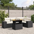 vidaXL 6 Piece Solid Acacia Wood Sofa Set in Black