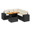 vidaXL 6 Piece Solid Acacia Wood Small Sofa Set in Black