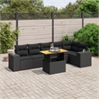 vidaXL 7 Piece Solid Acacia Wood Sofa Set in Black