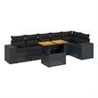 vidaXL 7 Piece Solid Acacia Wood Sofa Set in Black