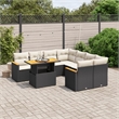 vidaXL 9 Piece Solid Acacia Wood Sofa Set in Black/White/Cream