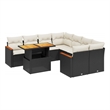 vidaXL 9 Piece Solid Acacia Wood Sofa Set in Black/White/Cream