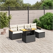 vidaXL 6 Piece Solid Acacia Wood Large Sofa Set in Black