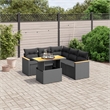 vidaXL 6 Piece Solid Acacia Wood Sofa Set in Black