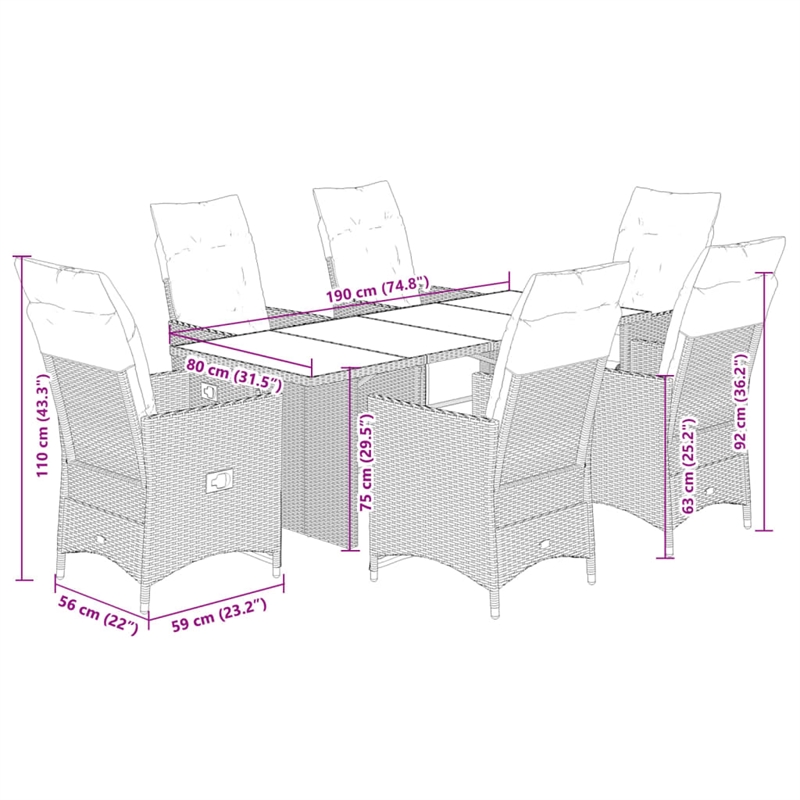 vidaXL 7 Piece Solid Acacia Wood Bistro Set in Gray
