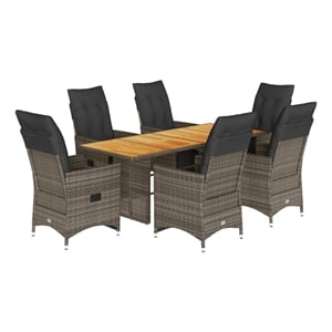vidaXL 7 Piece Solid Acacia Wood Bistro Set in Gray