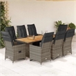 vidaXL 9 Piece Solid Acacia Wood Bistro Set in Gray