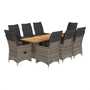 vidaXL 9 Piece Solid Acacia Wood Bistro Set in Gray