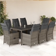 vidaXL 9 Piece Poly Rattan Bistro Set in Gray