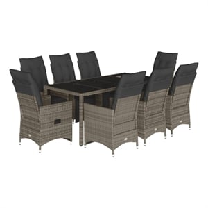 vidaXL 9 Piece Poly Rattan Bistro Set in Gray