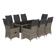 vidaXL 9 Piece Poly Rattan Bistro Set in Gray