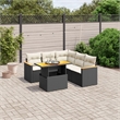vidaXL 6 Piece Solid Acacia Wood Sofa Set in Black/Cream