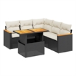 vidaXL 6 Piece Solid Acacia Wood Sofa Set in Black/Cream