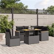 vidaXL 6 Piece Solid Acacia Wood Sofa Set in Black