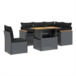 vidaXL 6 Piece Solid Acacia Wood Sofa Set in Black