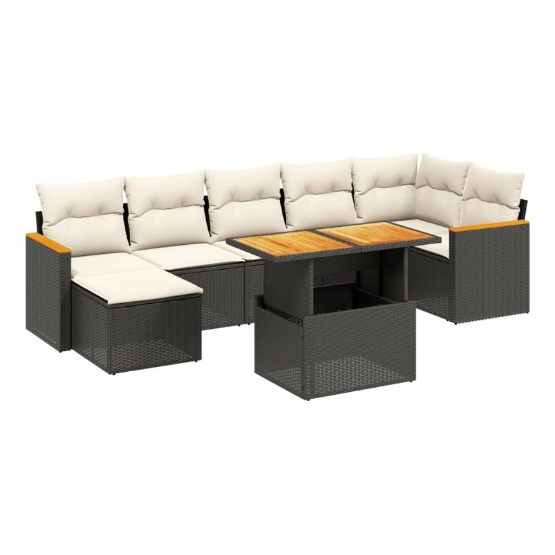 vidaXL 8 Piece Steel Sofa Set in Black/White/Cream