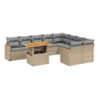 vidaXL 10 Piece Solid Acacia Wood Sofa Set in Gray/Beige