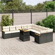 vidaXL 11 Piece Solid Acacia Wood Sofa Set in Black/White/Cream
