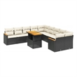 vidaXL 11 Piece Solid Acacia Wood Sofa Set in Black/White/Cream