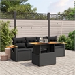 vidaXL 5 Piece Solid Acacia Wood Sofa Set in Black