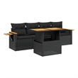 vidaXL 5 Piece Solid Acacia Wood Sofa Set in Black