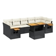 vidaXL 8 Piece Solid Acacia Wood Sofa Set in Black/White/Cream