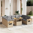 vidaXL 10 Piece Solid Acacia Wood Sofa Set in Gray/Beige