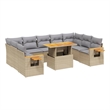 vidaXL 10 Piece Solid Acacia Wood Sofa Set in Gray/Beige