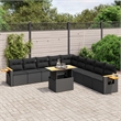 vidaXL 11 Piece Solid Acacia Wood Sofa Set in Black