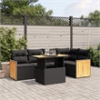 vidaXL 6 Piece Solid Acacia Wood Sofa Set in Black