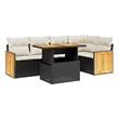 vidaXL 6 Piece Solid Acacia Wood Sofa Set in Black/White/Cream