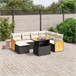 vidaXL 8 Piece Solid Acacia Wood Sofa Set in Black/White/Cream
