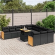 vidaXL 11 Piece Solid Acacia Wood Sofa Set in Black