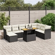 vidaXL 9 Piece Solid Acacia Wood Sofa Set in Black/White/Cream