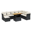 vidaXL 9 Piece Solid Acacia Wood Sofa Set in Black/White/Cream