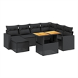 vidaXL 8 Piece Solid Acacia Wood Sofa Set in Black