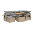 vidaXL 7 Piece Solid Acacia Wood Sofa Set in Gray/Beige