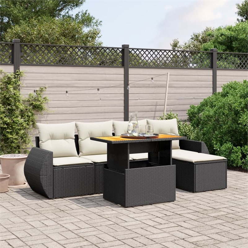 vidaXL 6 Piece Steel Sofa Set in Black/White/Cream