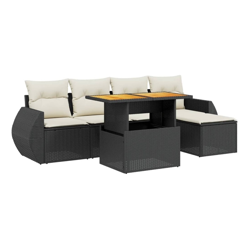 vidaXL 6 Piece Steel Sofa Set in Black/White/Cream